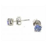 Round Brilliant 1/2 ct Natural Tanzanite Earrings