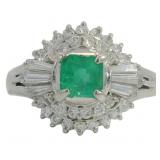 Platinum .97 ct Natural Emerald & VS Diamond Ring