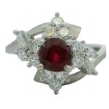 Platinum 1.39 ct Natural Ruby & Diamond Ring