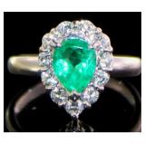 Platinum 1.15 ct Natural Emerald & VS Diamond Ring
