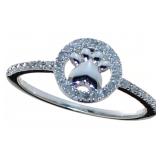 Brilliant Diamond Halo Paw Print Ring