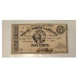 1863 North Carolina 5 Cent Note