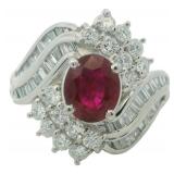 Platinum 2.91 ct Natural Ruby & VS Diamond Ring