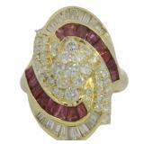 18k Gold 3.66 ct Natural Ruby & Diamond Ring