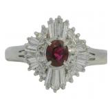Platinum .93 ct Natural Ruby & VS Diamond Ring