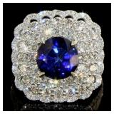 14k Gold 6.67 ct Sapphire & Diamond Ring