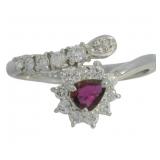 Platinum Natural Ruby & Diamond Ring