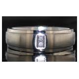 Ladies Stainless Steel Diamond Wedding Band