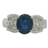 Platinum 2.45 ct Natural Sapphire & Diamond Ring