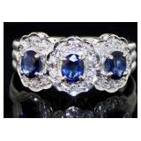 Platinum 1.25 ct Natural Sapphire & Diamond Ring