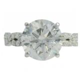 14kt Gold 4.31 ct Round VS Lab Diamond Ring