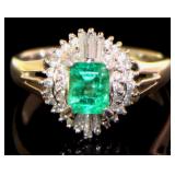 Platinum .88 ct Natural Emerald & VS Diamond Ring