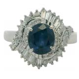 Platinum 1.94 ct Natural Sapphire & Diamond Ring