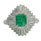 Platinum 1.69 ct Natural Emerald & Diamond Ring