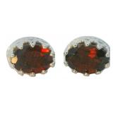 Oval 2.00 ct Genuine Garnet Stud Earrings