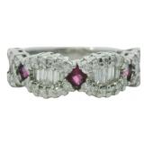 Platinum 1.30 ct Natural Rubies & Diamond Ring