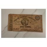 1863 5 Cent State of North Carolina Treasury Note