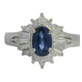 Platinum .97 ct Natural Sapphire & Diamond Ring