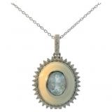 Oval 2.00 ct Aquamarine Designer Necklace