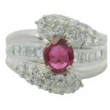 Platinum 1.79 ct Natural Ruby & Diamond Ring