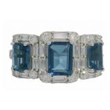 London Blue Topaz-Diamond Past Present Future Ring