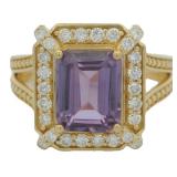 Emerald Cut 3.00 ct Alexandrite & Diamond Ring