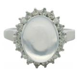 Platinum 2.01 ct Natural Opal & Diamond Ring
