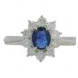 Platinum 3/4 ct Natural Sapphire & Diamond Ring