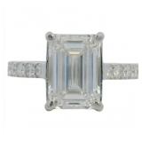 10kt Gold 4.63 ct Emerald Cut Lab Diamond Ring