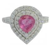 Trillion Cut 2.25 ct Pink Sapphire & Diamond Ring