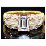 18k Gold 2.48 ct Natural Emerald Cut Diamond Ring