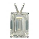 14kt Gold 5.10 ct Emerald Cut Lab Diamond Pendant