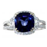 14kt Gold 3.95 ct Sapphire & Diamond Ring