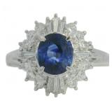 Platinum 2.05 ct Natural Sapphire & Diamond Ring