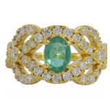 Brilliant 2.07 ct Lab Emerald & Diamond Ring