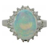 Platinum 1.72 ct Natural Opal & Diamond Ring
