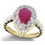 14kt Gold 2.62 ct Natural Ruby & Lab Diamond Ring