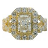 14kt Gold 2.71 ct Radiant Cut VS Lab Diamond Ring