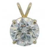 14kt Gold 4.17 ct Round VS Lab Diamond Pendant
