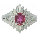 Platinum 4/5 ct Natural Ruby & VS Diamond Ring