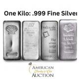One Kilo: .999 Fine Silver Bar