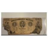 $1 Greensboro Mutual Bank Note