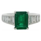 Platinum 2.24 ct Natural Emerald & Diamond Ring