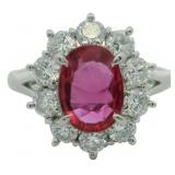 Platinum 2.33 ct Natural GIA Ruby/ VS Diamond Ring