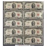 1953 Red Seal $2 Bill Lot
