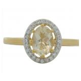 Genuine Citrine & Zircon Halo Ring