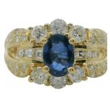 18k Gold 1.93 ct Natural Sapphire & Diamond Ring