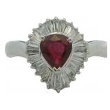 Platinum 1.02 ct Natural Ruby & Diamond Ring