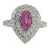 Pear Cut 2.25 ct Pink Sapphire & Diamond Ring