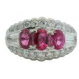 Platinum 2.35 ct Natural Ruby & Diamond Ring